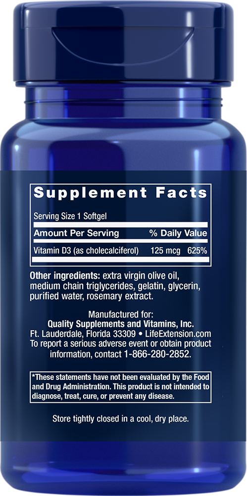 
Vitamin D3, 125 mcg (5000 IU), 60 softgels