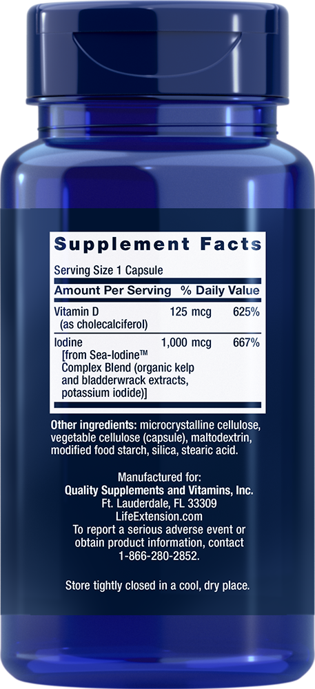 
Vitamin D3 with Sea-Iodine™, 125 mcg (5000 IU), 60 capsules