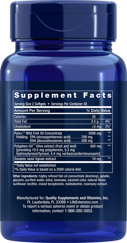 
    Super Omega-3 EPA/DHA Fish Oil, Sesame Lignans & Olive Extract, 60 softgels