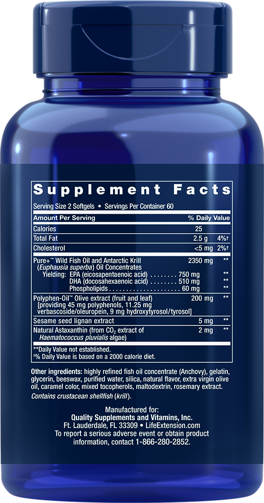 
    Super Omega-3 Plus EPA/DHA Fish Oil, Sesame Lignans, Olive Extract, Krill & Astaxanthin, 120 softgels